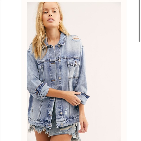 free people ramona denim trucker jacket